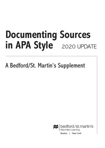 Documenting Sources in APA Style